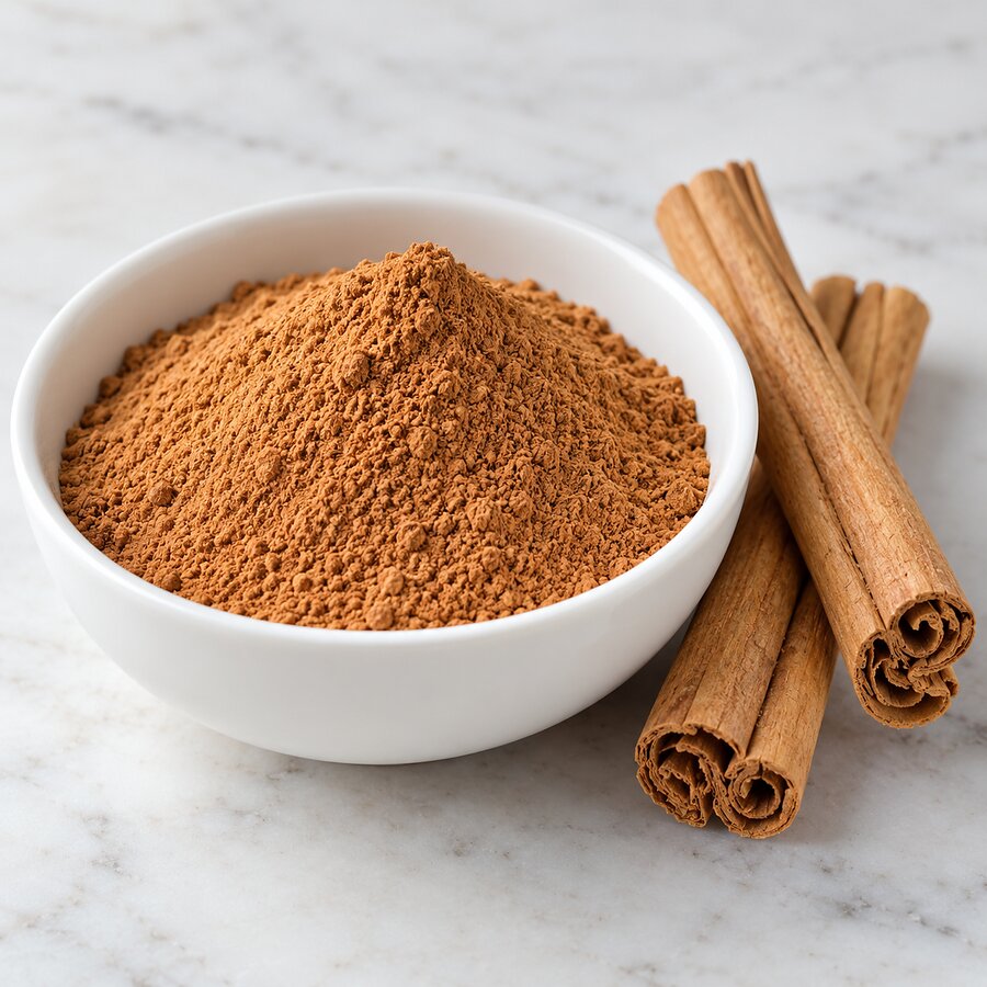 Bowl of Ceylon cinnamon powder